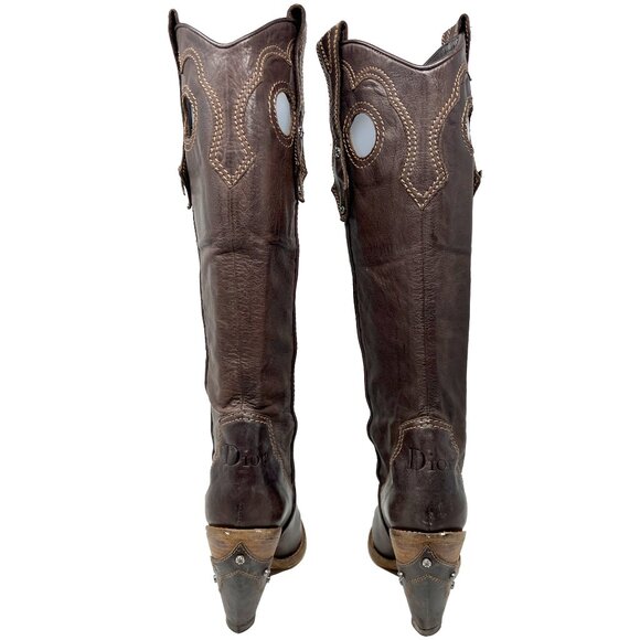 Christian Dior 2006 John Galliano Collection Western Brown Leather Boots - Picture 5 of 8